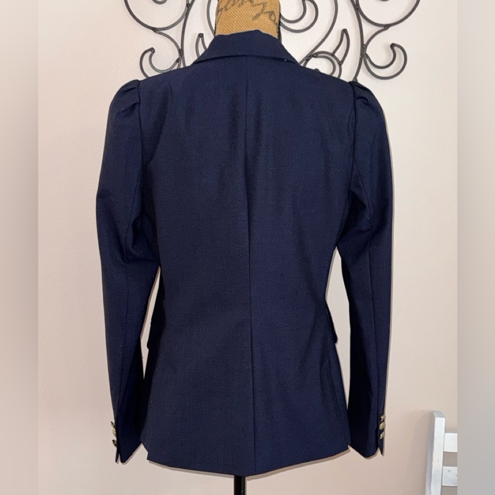 Banana Republic NWT Navy Blue Puff sleeve lightweight wool blend Blazer, sz 10 - Picture 9 of 14